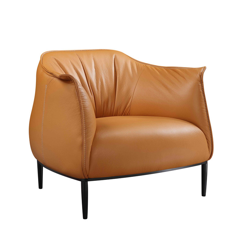 Perabot lounge buatan tangan sareng desain kamar sofa korsi kulit tunggal mewah (2)