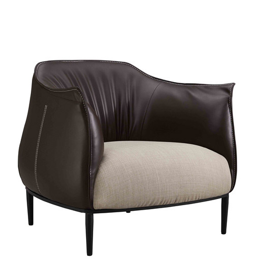 Furnitur lounge buatan tangan lan desain kamar sofa kursi kulit tunggal mewah (3)