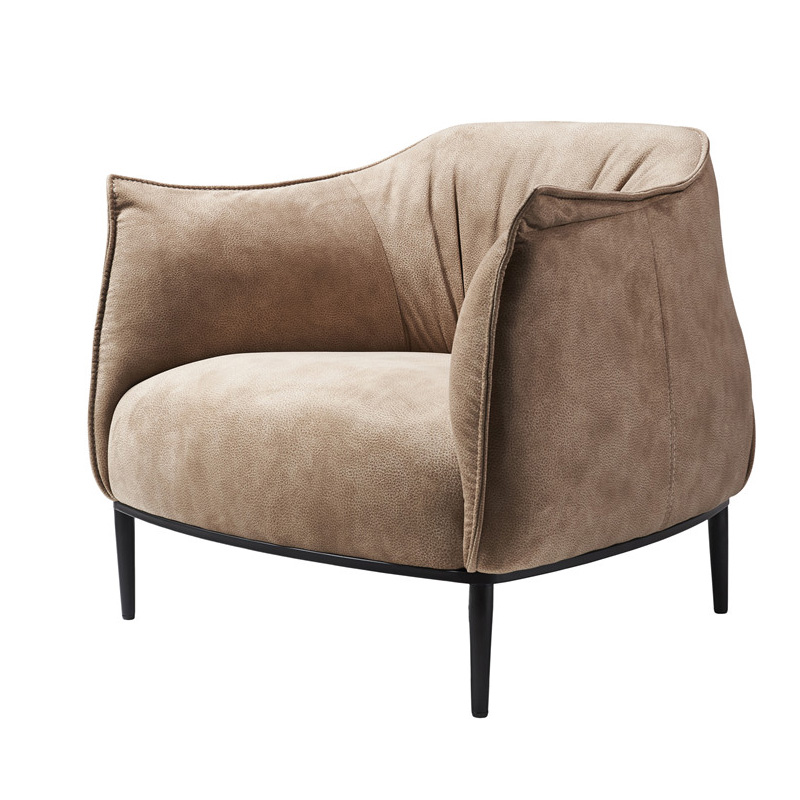 Furnitur lounge buatan tangan lan desain kamar sofa kursi kulit tunggal mewah (4)