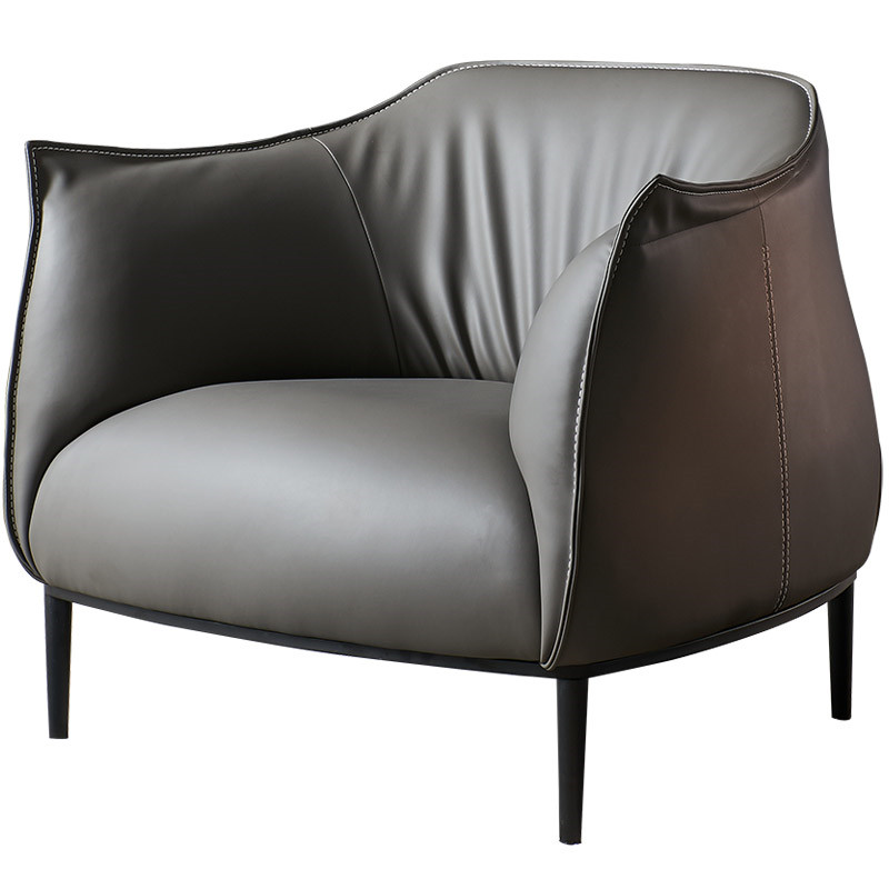Perabot lounge buatan tangan sareng desain kamar sofa korsi kulit tunggal mewah (5)