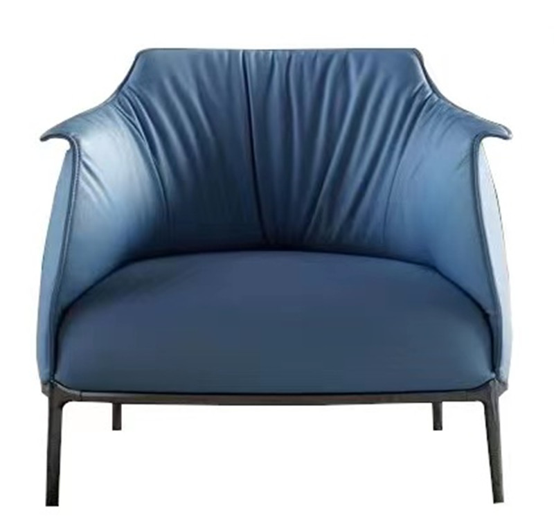 Perabot lounge buatan tangan sareng desain kamar sofa korsi kulit tunggal anu méwah