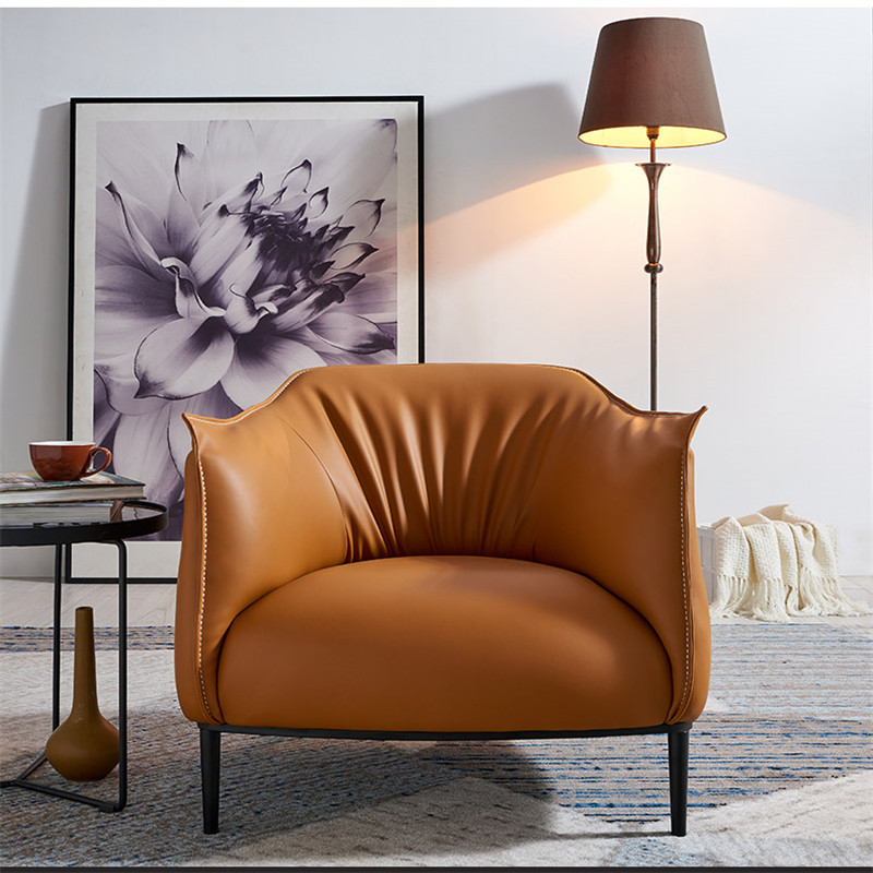 Handmade lounge furniture dan room  design sofa luxury single leather chair (2)