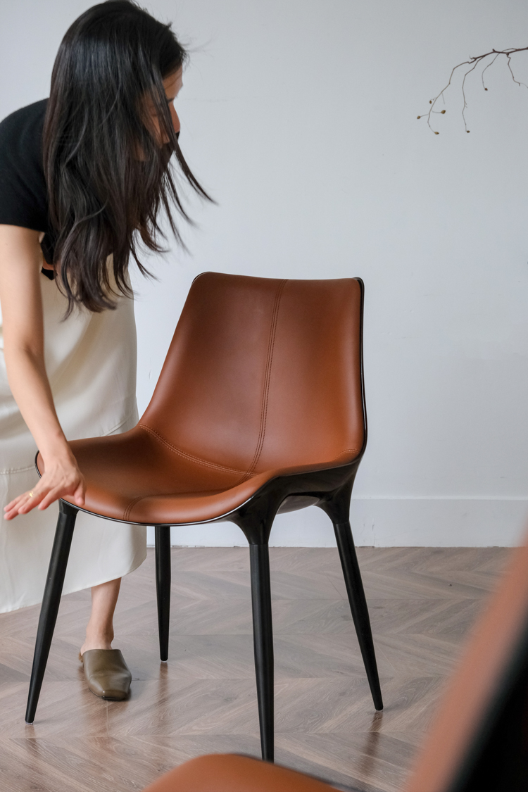 dark gold brown island green leather chair